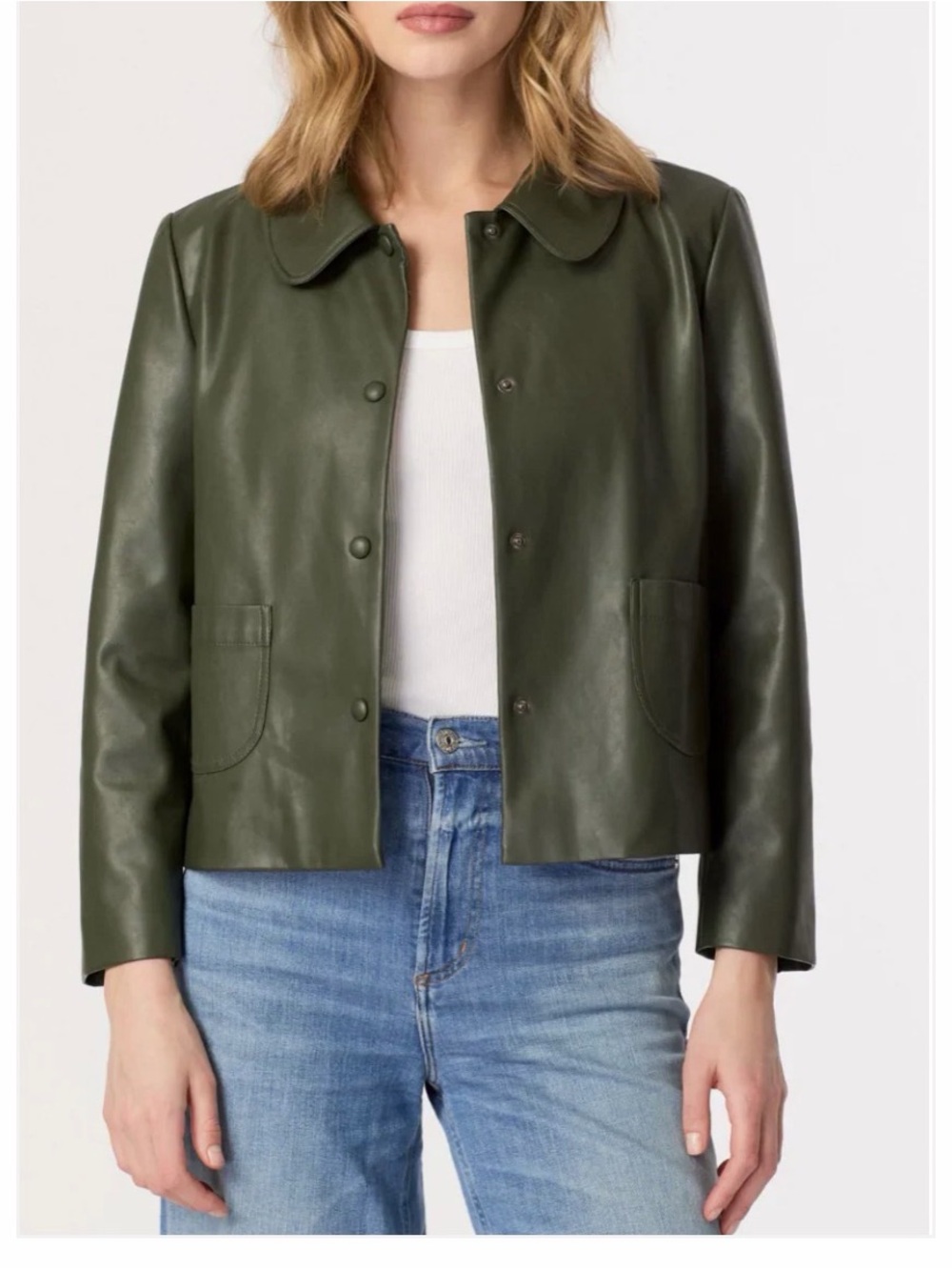 J Society NWT Military Green Faux Leather Jacket Size Medium